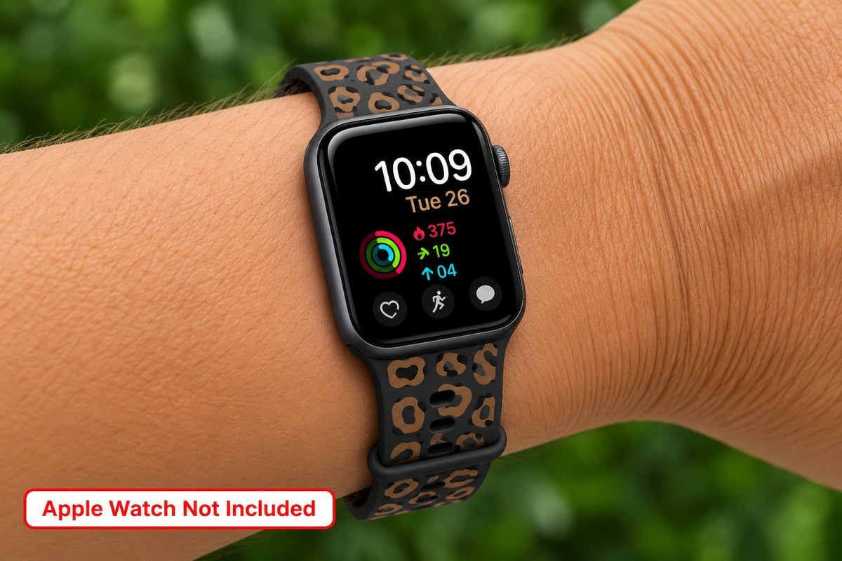 Band Fits Apple Watch 38 40 41mm Series 1-9 SE Black Brown Leopard Silicone New