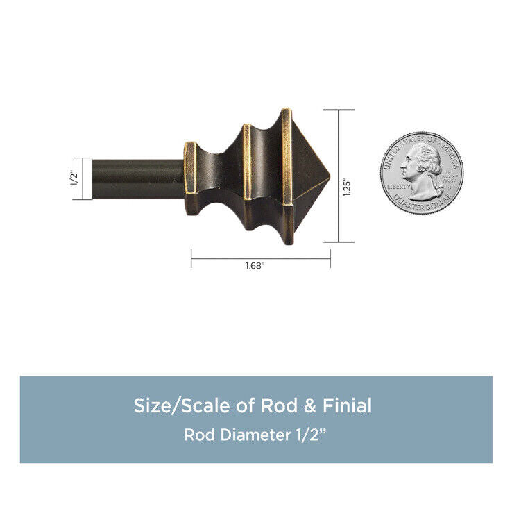 1/2" Petite Café Decorative Window Curtain Rod 48-86" Oil Rubbed Bronze