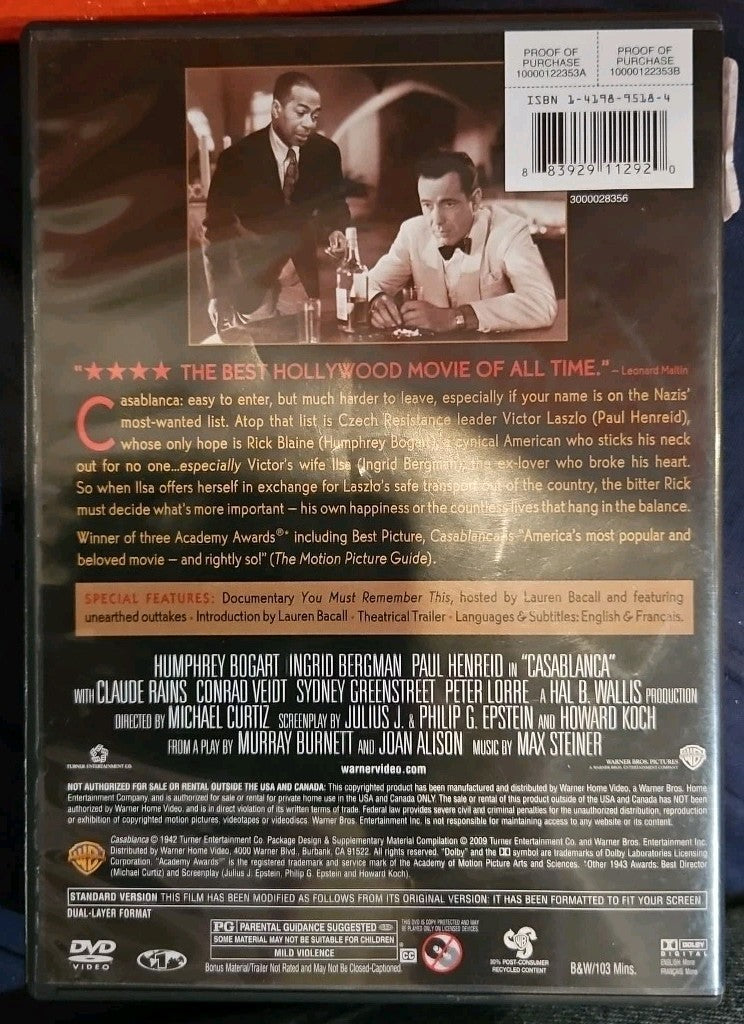 Casablanca (1942) (DVD, 1942)