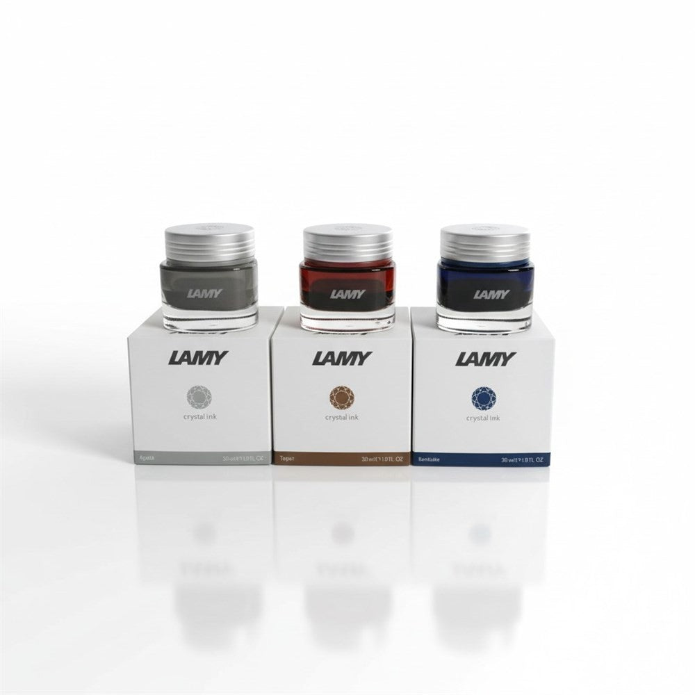 Three-bottle LAMY Crystal Ink collection, each in a 30ml glass bottle