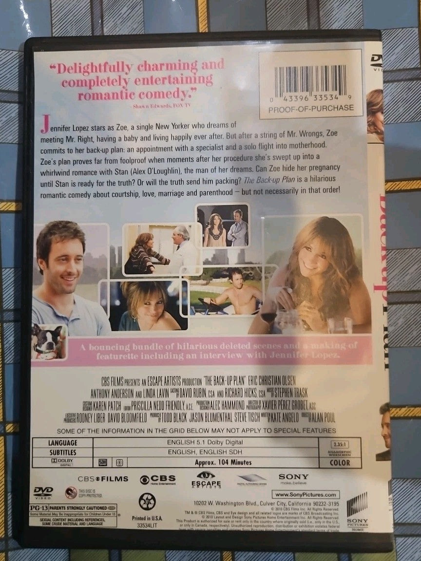 The Back-Up Plan (DVD, 2010) Tested slim case cropped artwork.