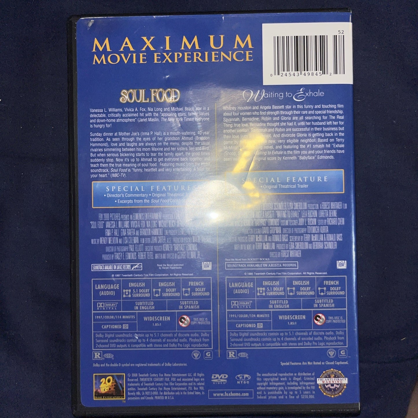 Soul Food /Waiting To Exhale (DVD)  Tested. New Case. Resealed