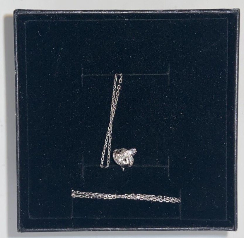 3/8" Cubic Zirconia Love Knot Pendant Necklace 18" Chain