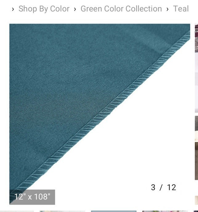 10Ft Chiffon Table Runner for Wedding Banquet Decor (27 X 120 Inch) Peacock Teal