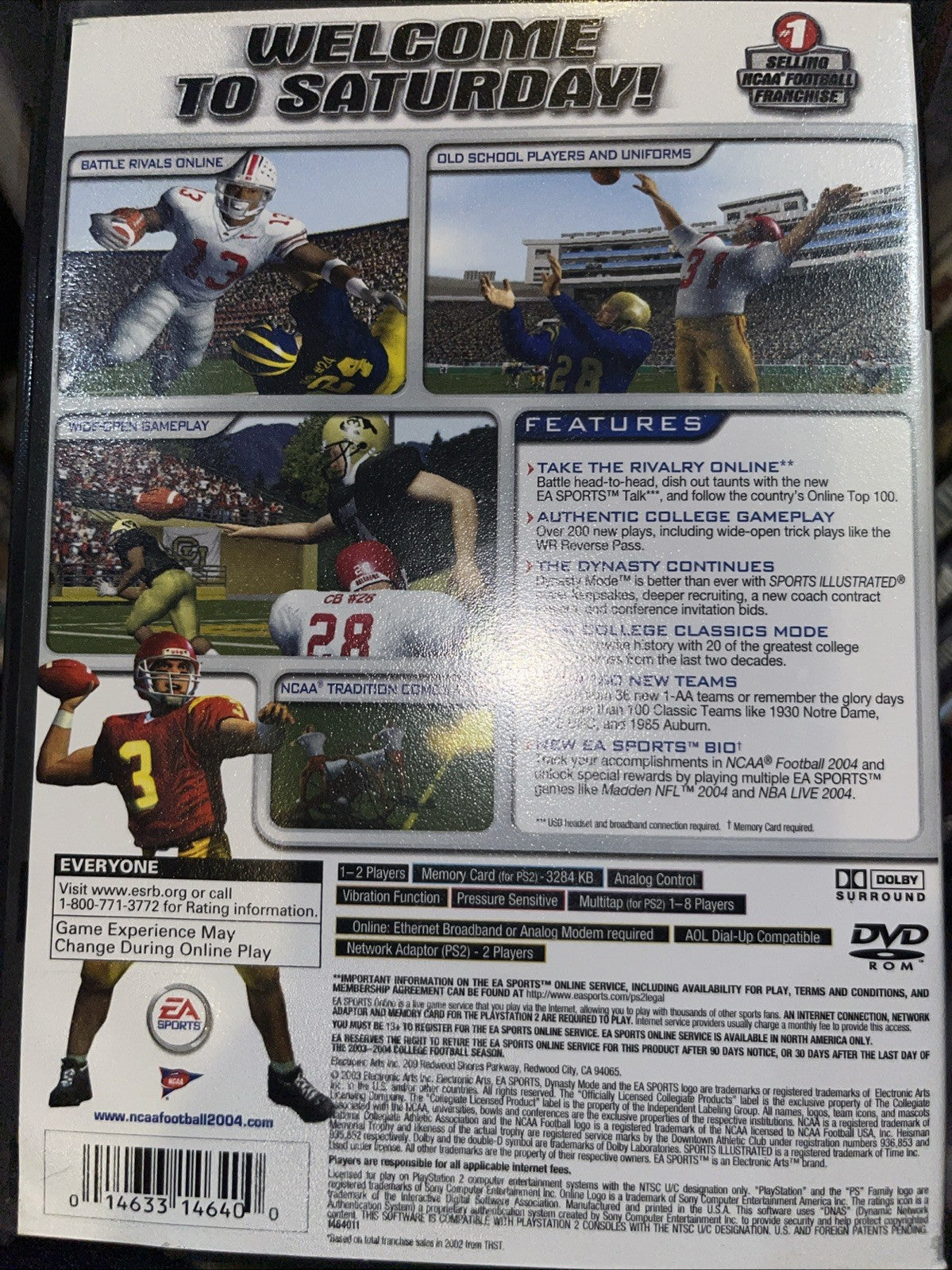 NCAA Football 2004 - Sony PlayStation 2. Tested. New Case. CIB. W/Manual