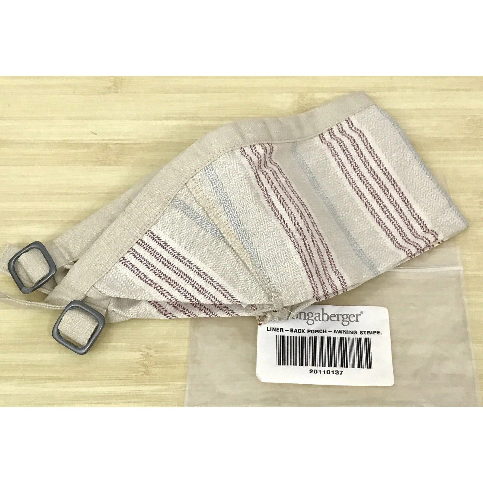 Longaberger Mini Basket with New Back Porch Awning Stripe Liner