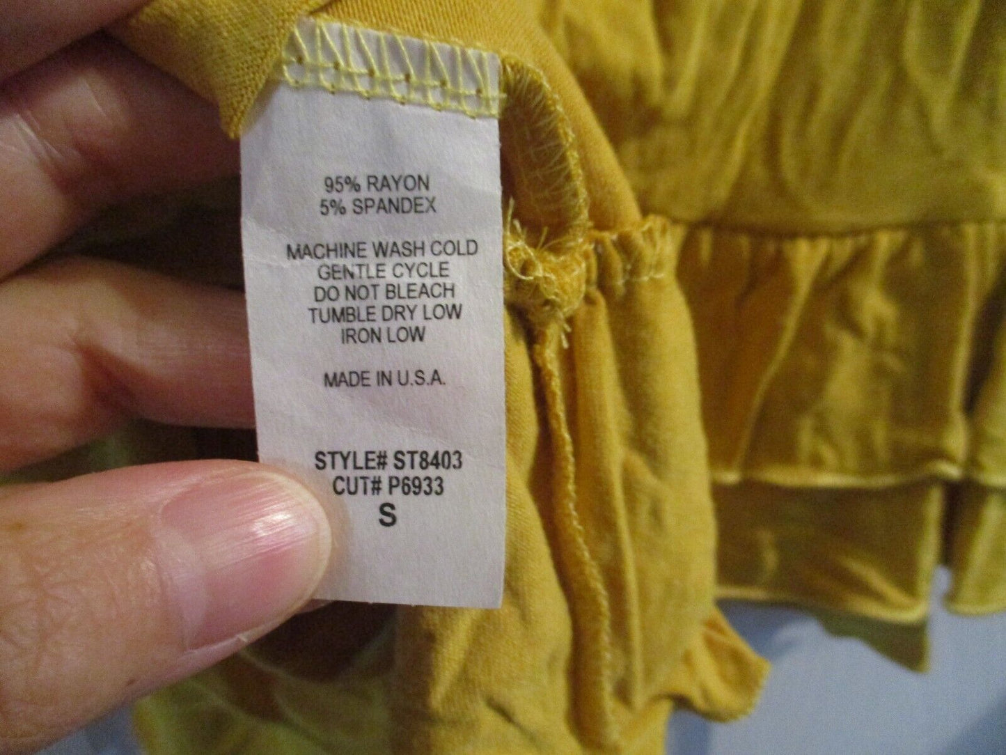 Hailey & Co Mustard Sleeveless Ruffle Crochet Top Small NEW