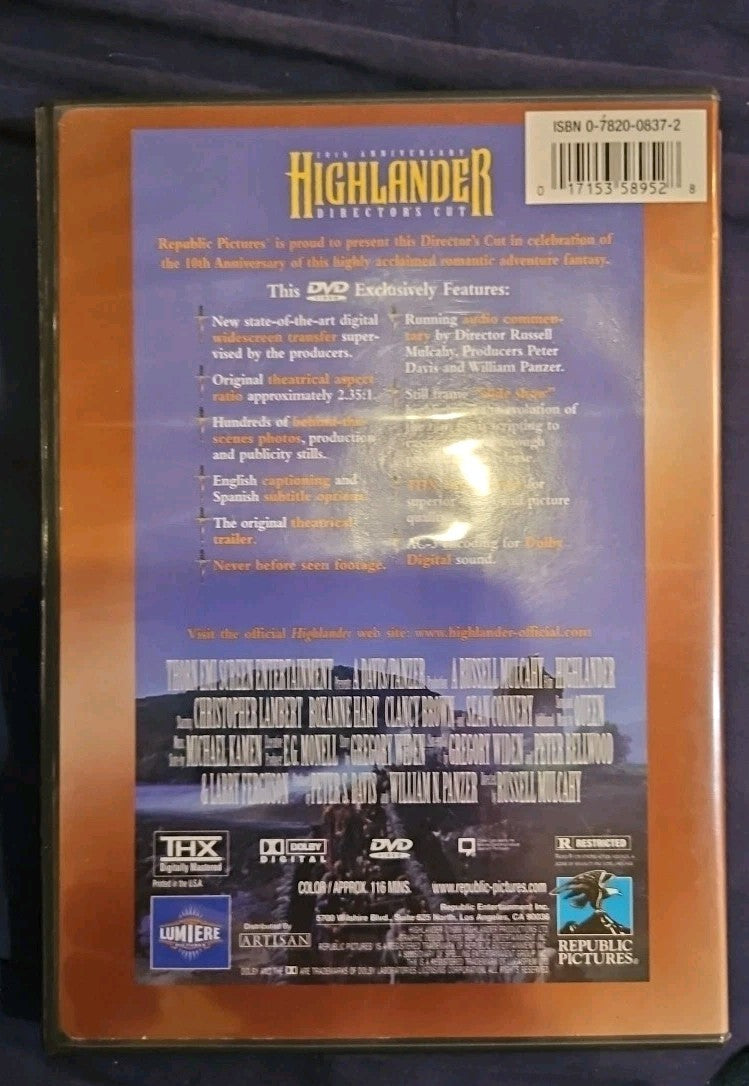 Highlander (DVD, 1997, 10th Anniversary Directors Cut)