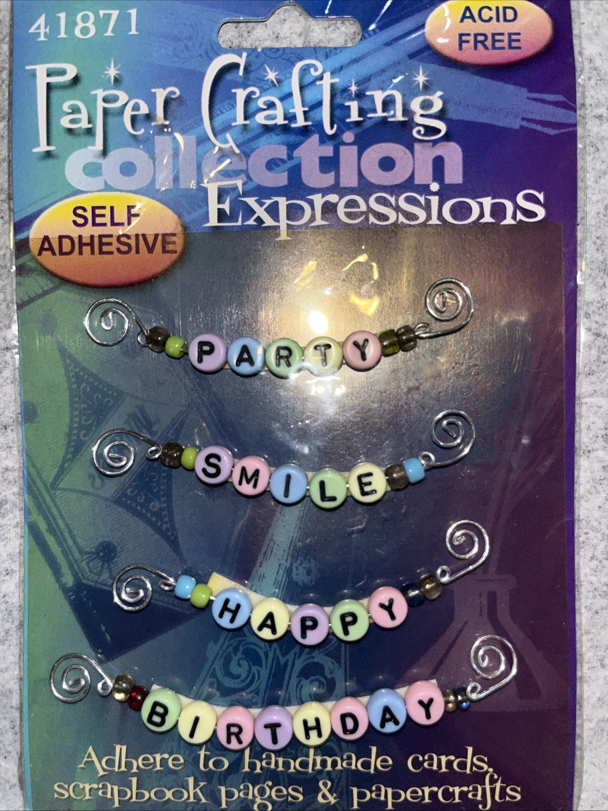 Paper Crafting Expressions Self Adhesive Beaded Wire Party, Smile,Happy Birthday