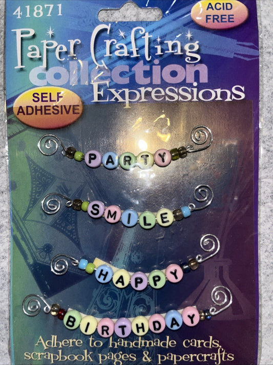 Paper Crafting Expressions Self Adhesive Beaded Wire Party, Smile,Happy Birthday
