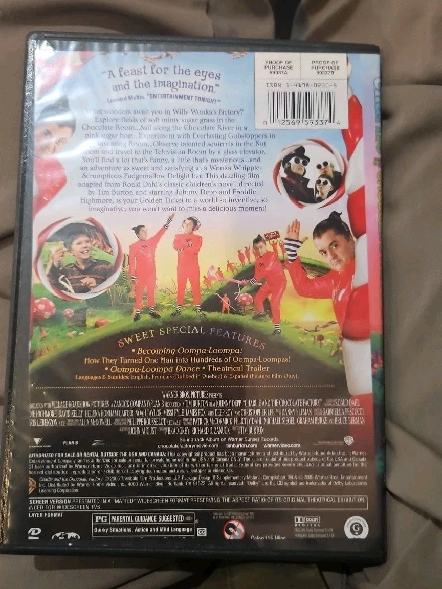 Charlie and the Chocolate Factory (DVD, 2005) Tested slim case cropped artwork.