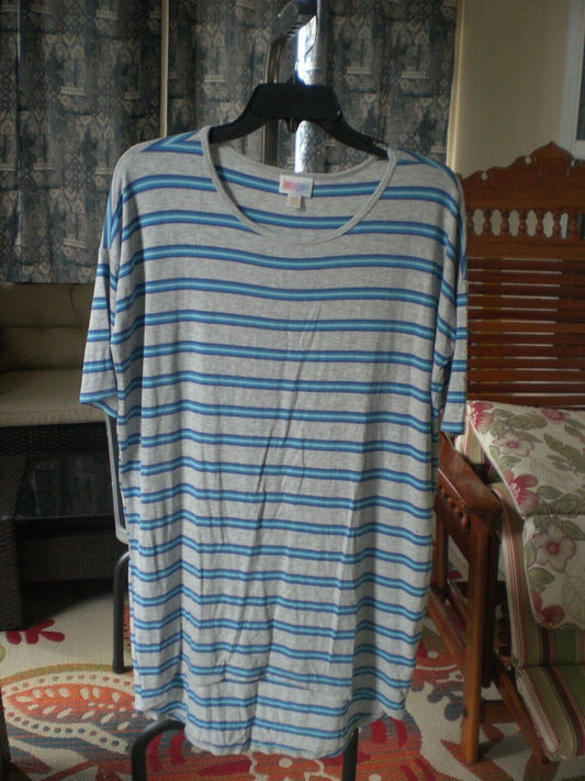 Lularoe XXS Irma Shirt Top Blouse Tunic Gray and Blue