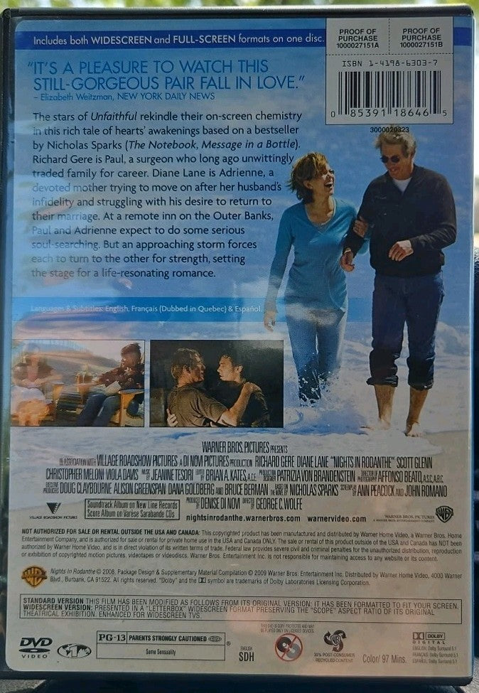 Nights in Rodanthe (DVD, 2008) New Sealed
