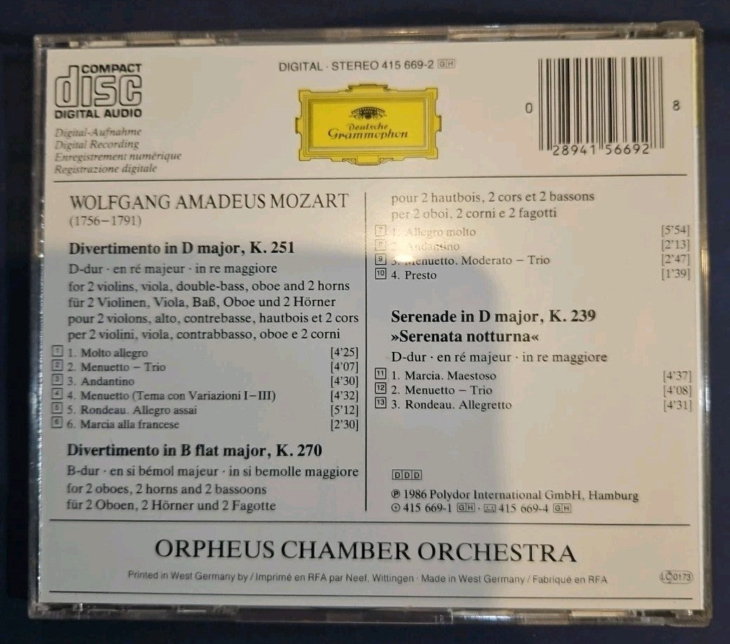 Mozart: Serenata Notturna, Div by Orpheus Chamber Orchestra (CD, 2013)