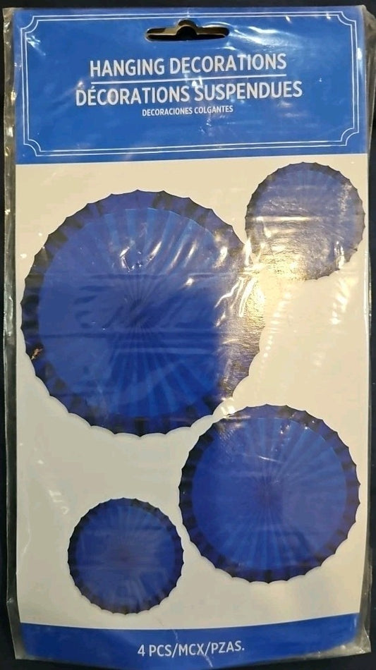 4 Pieces Blue Hanging Decorations One 16 Inch One 12 Inch Two 8 Inch New