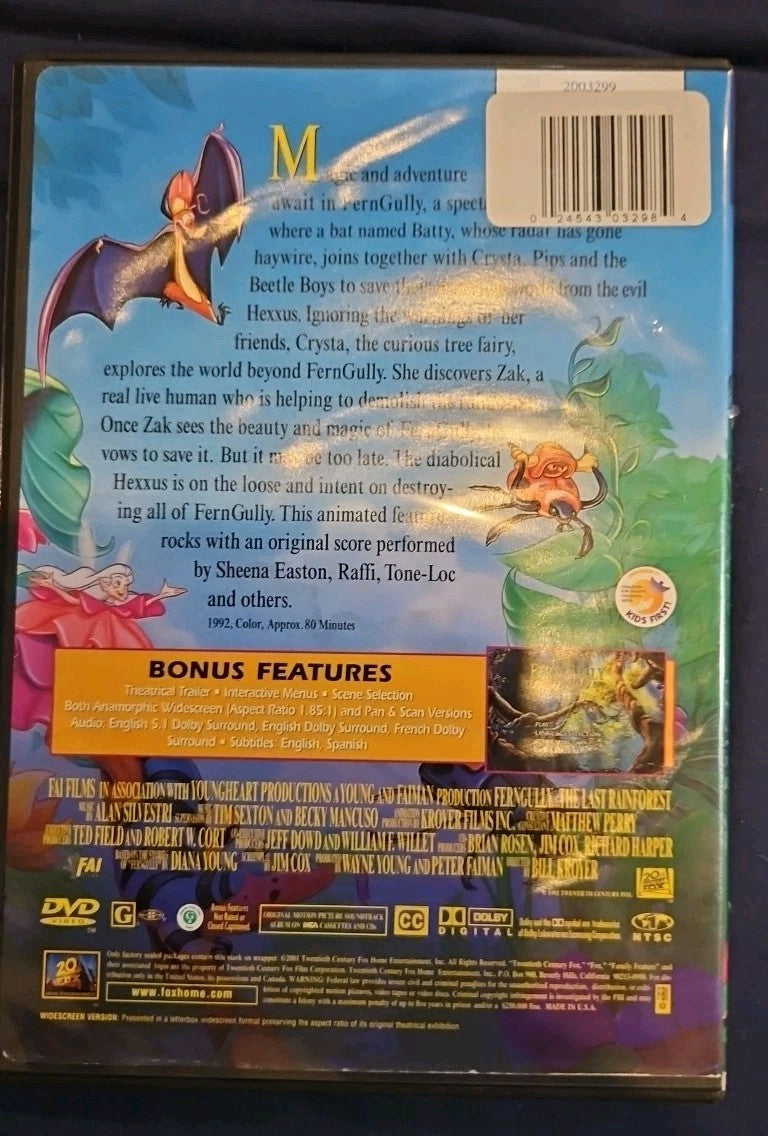 Ferngully: the Last Rainforest (DVD, 1992)