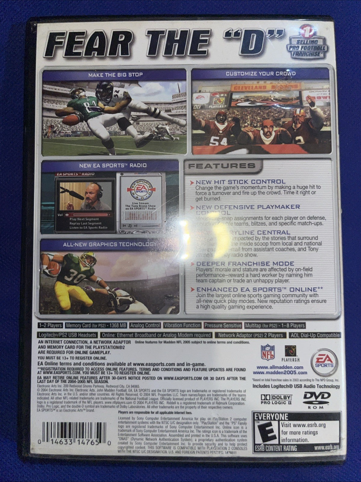 Madden NFL 2005 (PS2) Original Case + Tested Disc