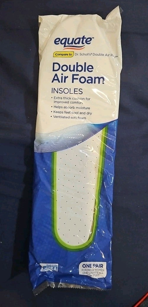 Equate Double Air Foam Insoles Unisex One Size 1 Pair Trim to Fit