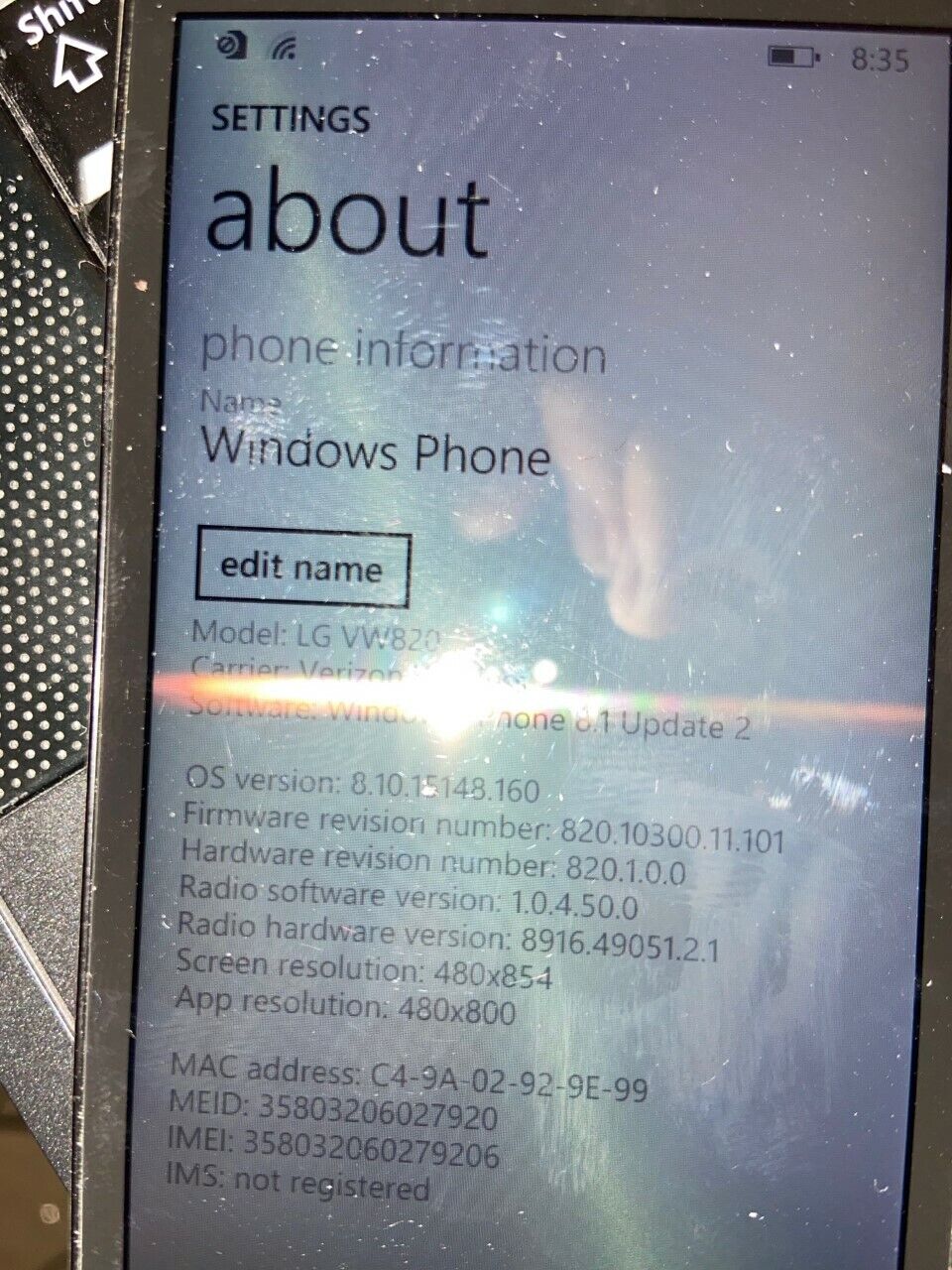 LG Lancet VS820 - 8GB - Black (Verizon) Smartphone Windows Phone 8.1