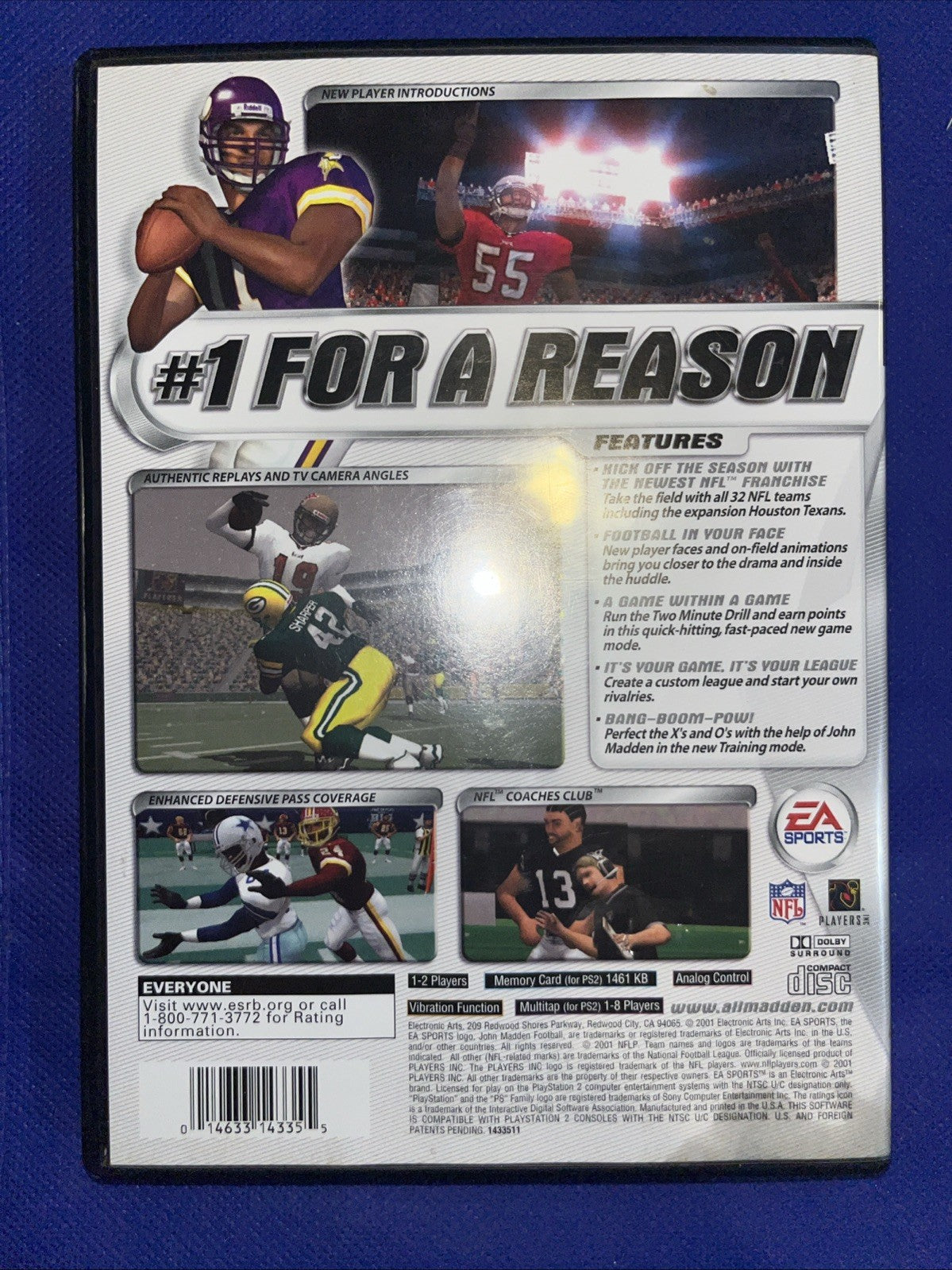 Madden 2002 Football (PS2)  Original Case + Manual + Reg + Tested Disc