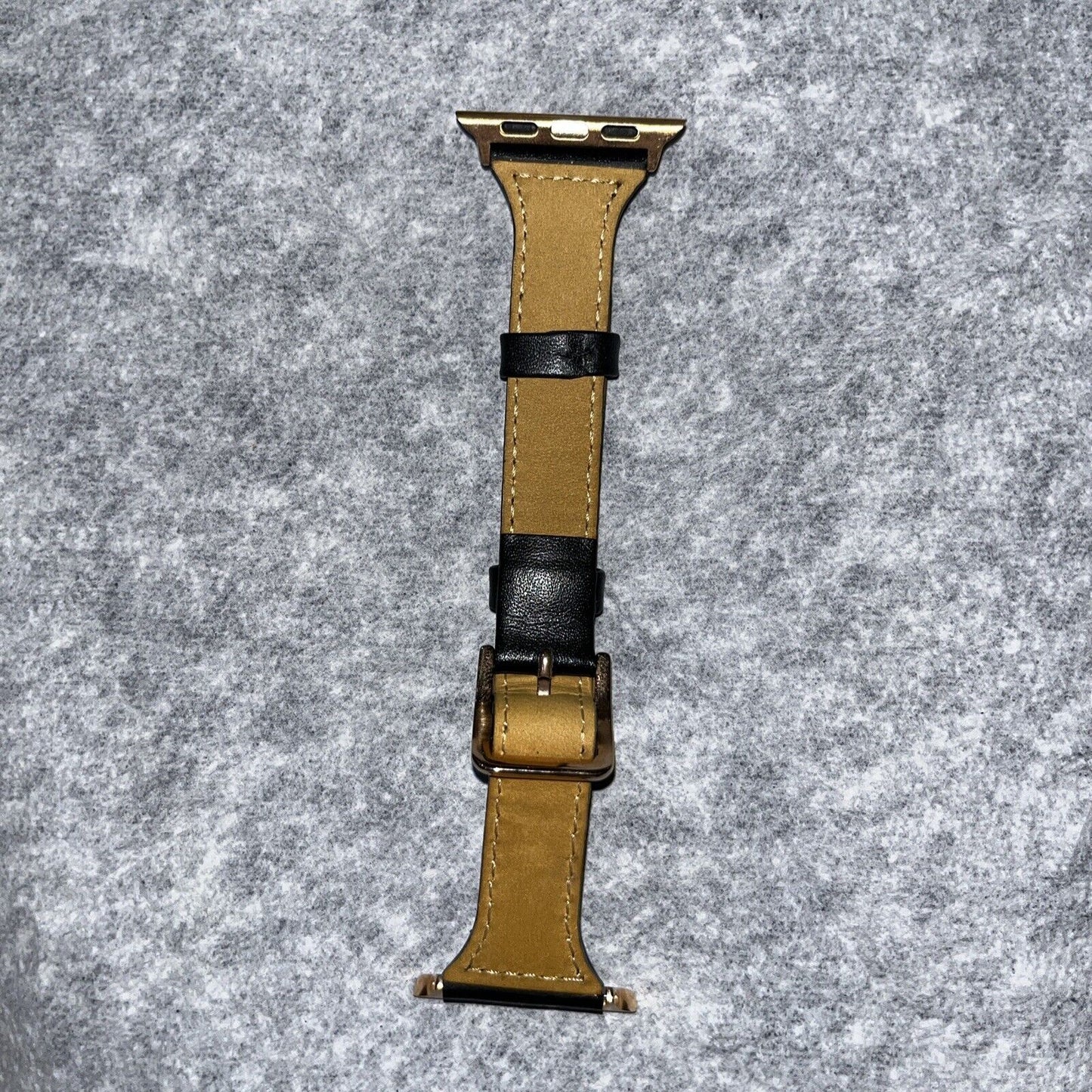 Black Apple Watch Strap w/ Brass Buckle fits 38/40/41mm Series 4,5,6,7,8,9 & SE