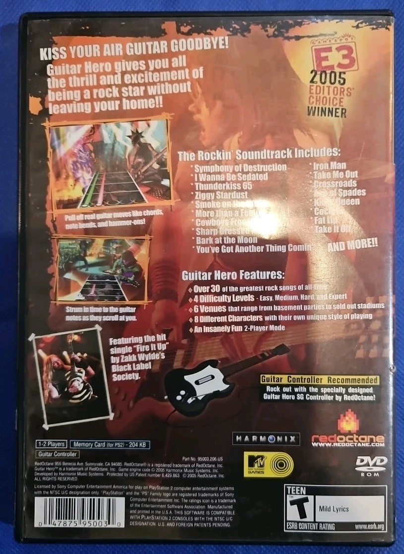 Guitar Hero (PS2) Mint. Tested. No Manual