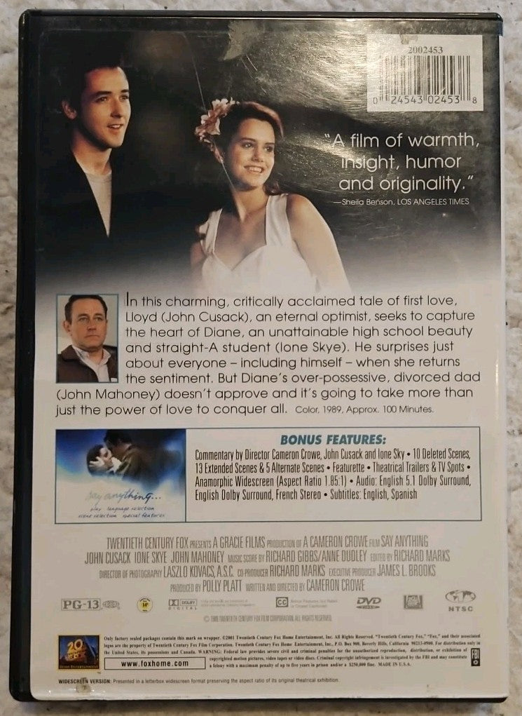 Say Anything (DVD, 1989) brand new sealed.