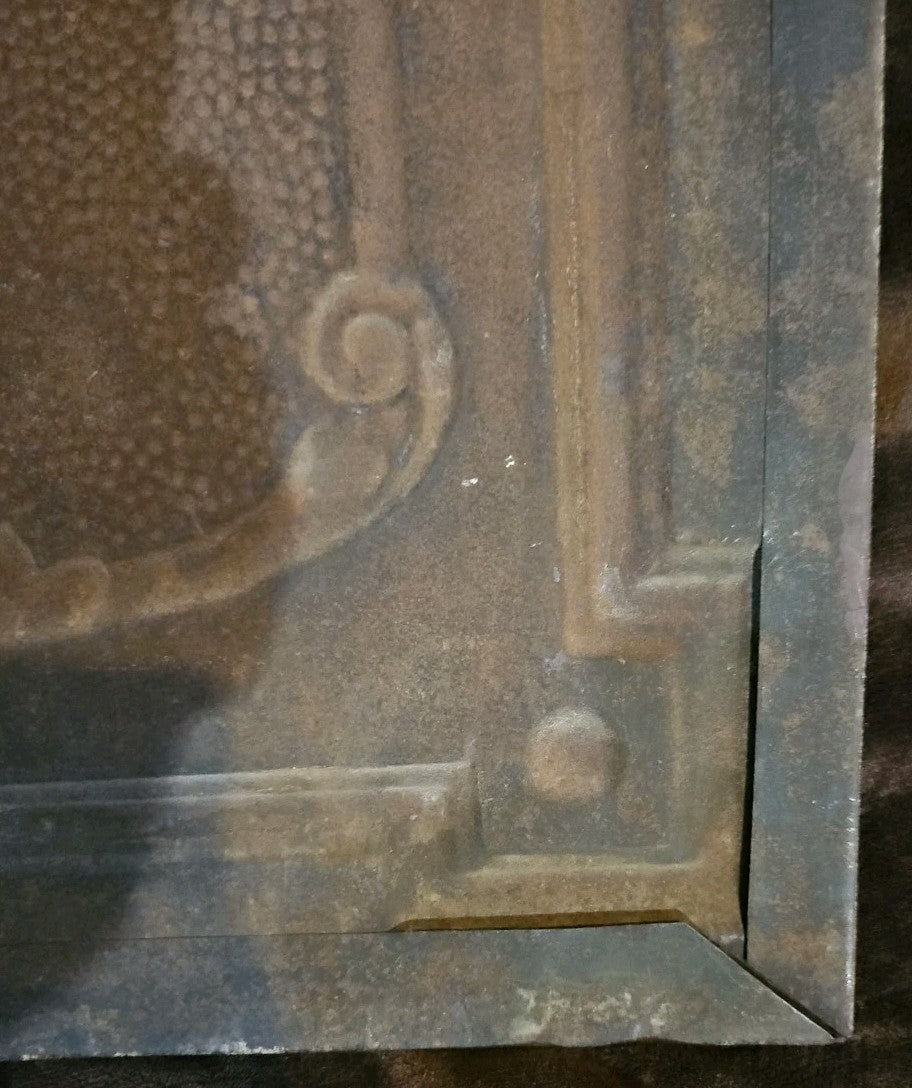 Bronze Colored Stamped Steel Fireplace Antique Cover
