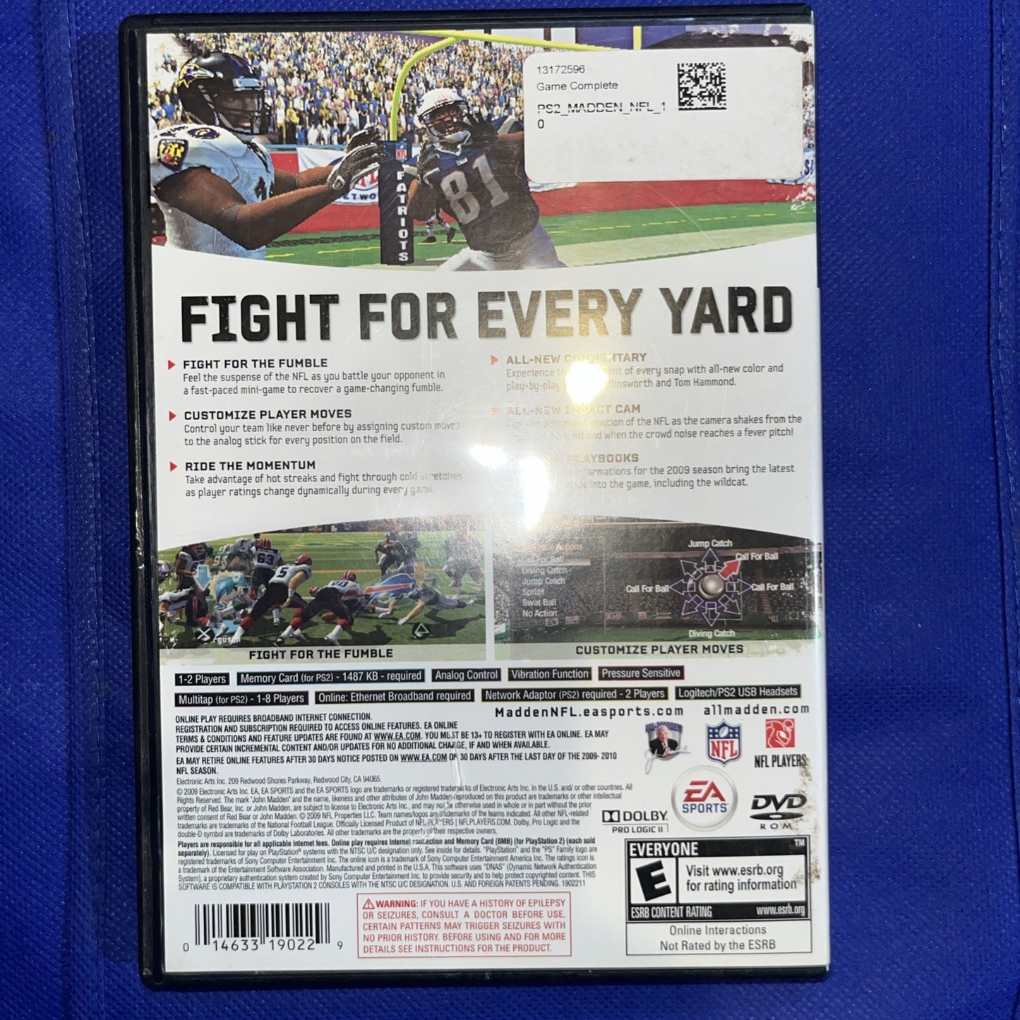 Madden NFL 10 (PS2) Original Case + Manual + Tested
