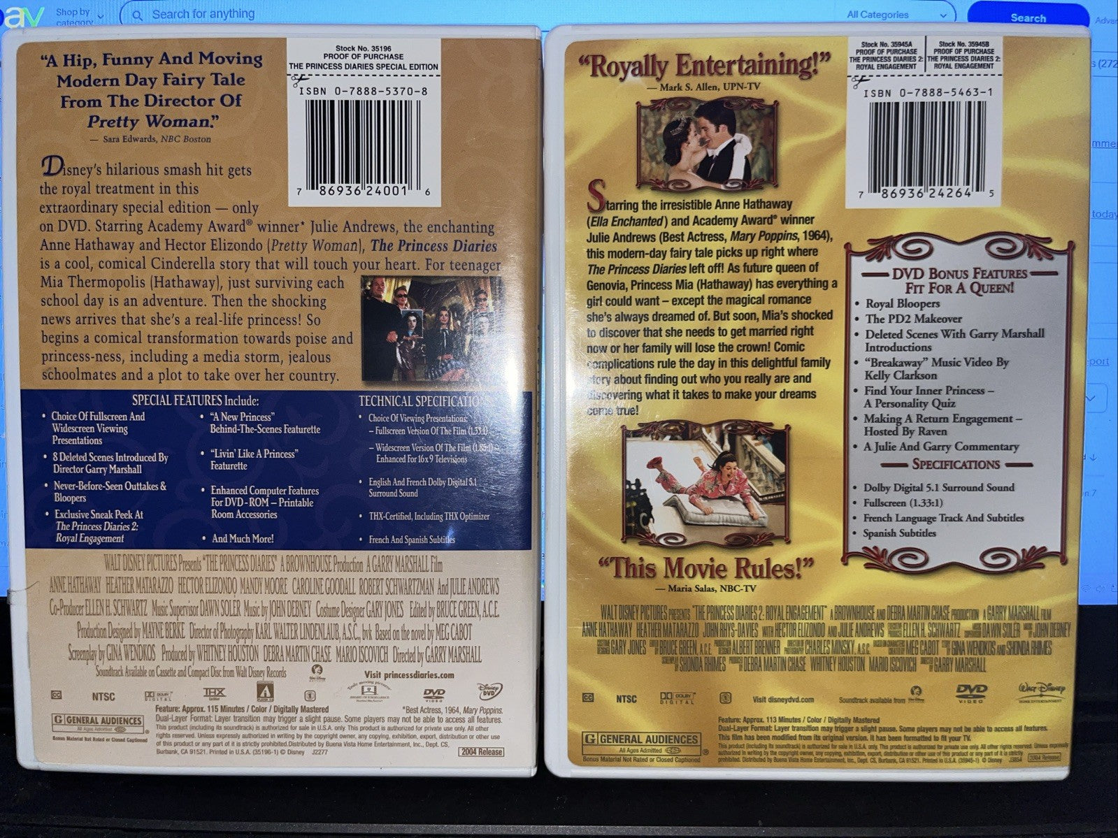 Princess Diaries 1 & 2 (DVD)  Sealed. No Digital Download
