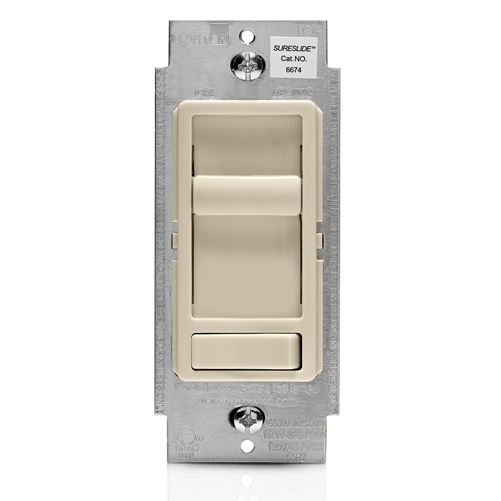 Leviton SureSlide Dimmer Switch Dimmable LED/ Halogen/Incandescent Bulb 6674-P0T