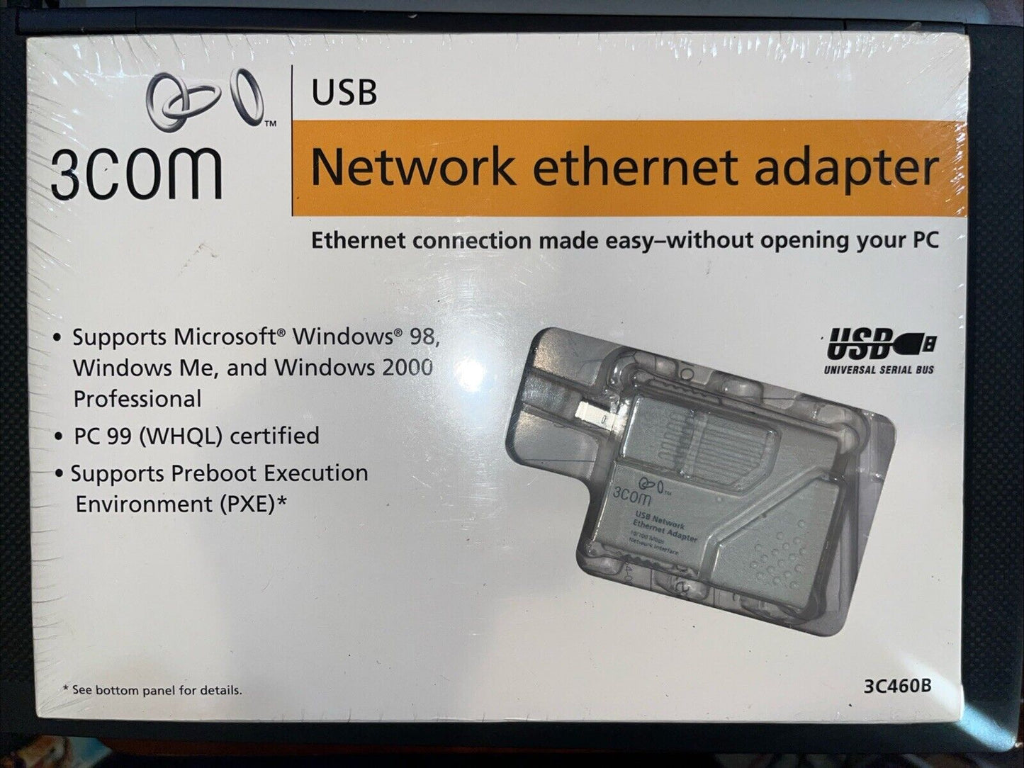3COM USB Network Ethernet Adapter New and Factory Sealed 3C460B 