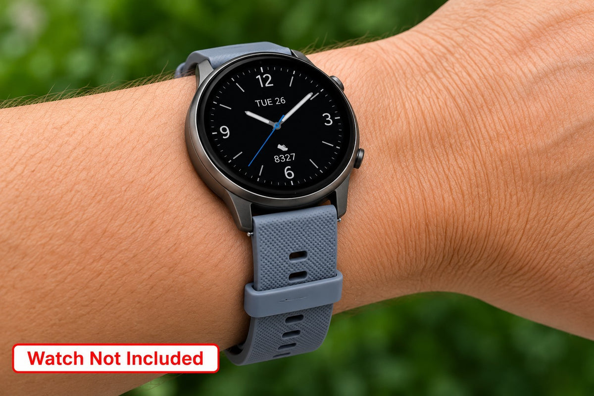 22mm Gray Silicone Watch Band Quick Release Textured Replacement Strap...