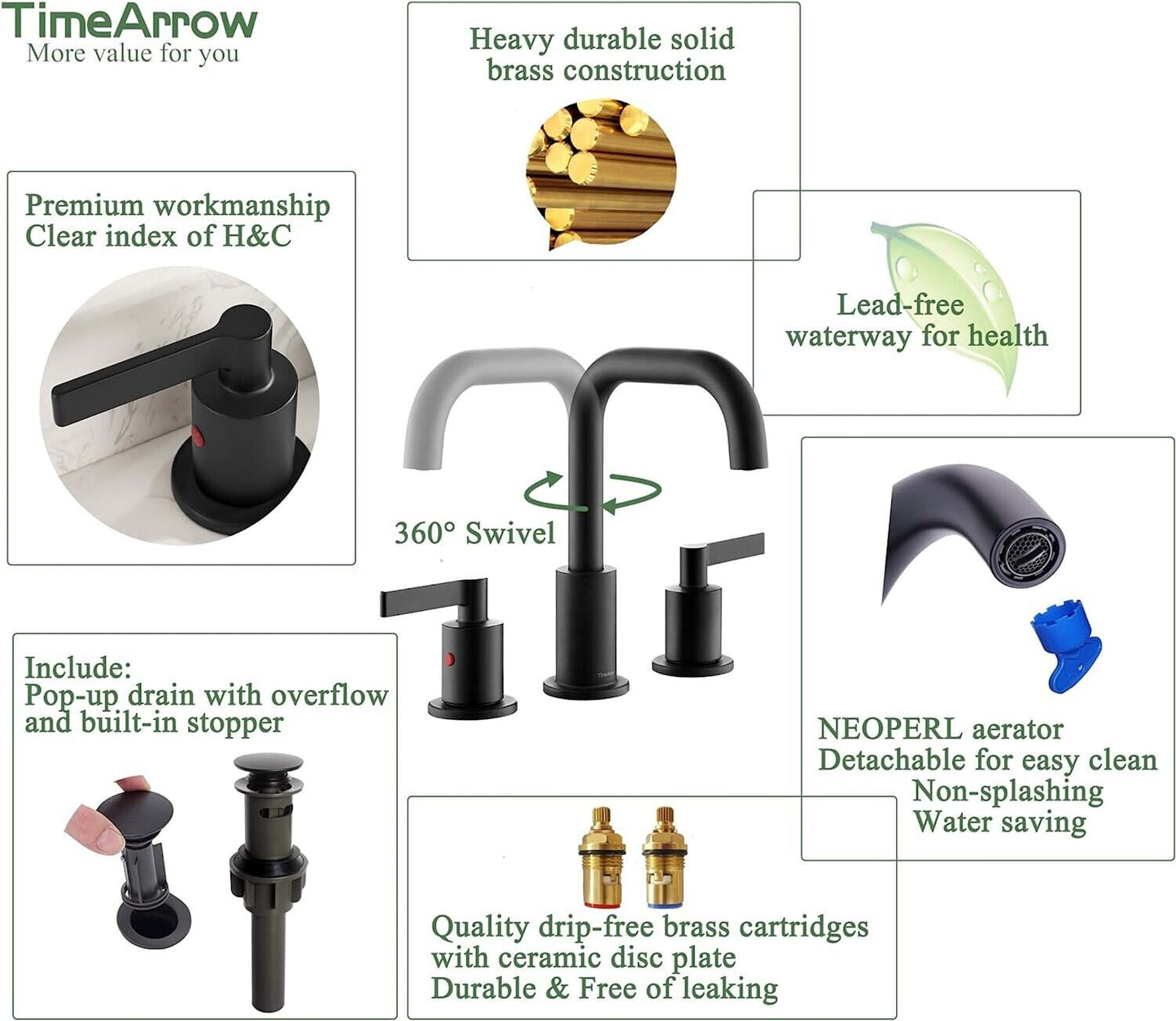 TImeArrow TAF288S-MT Black Matte Faucet Set