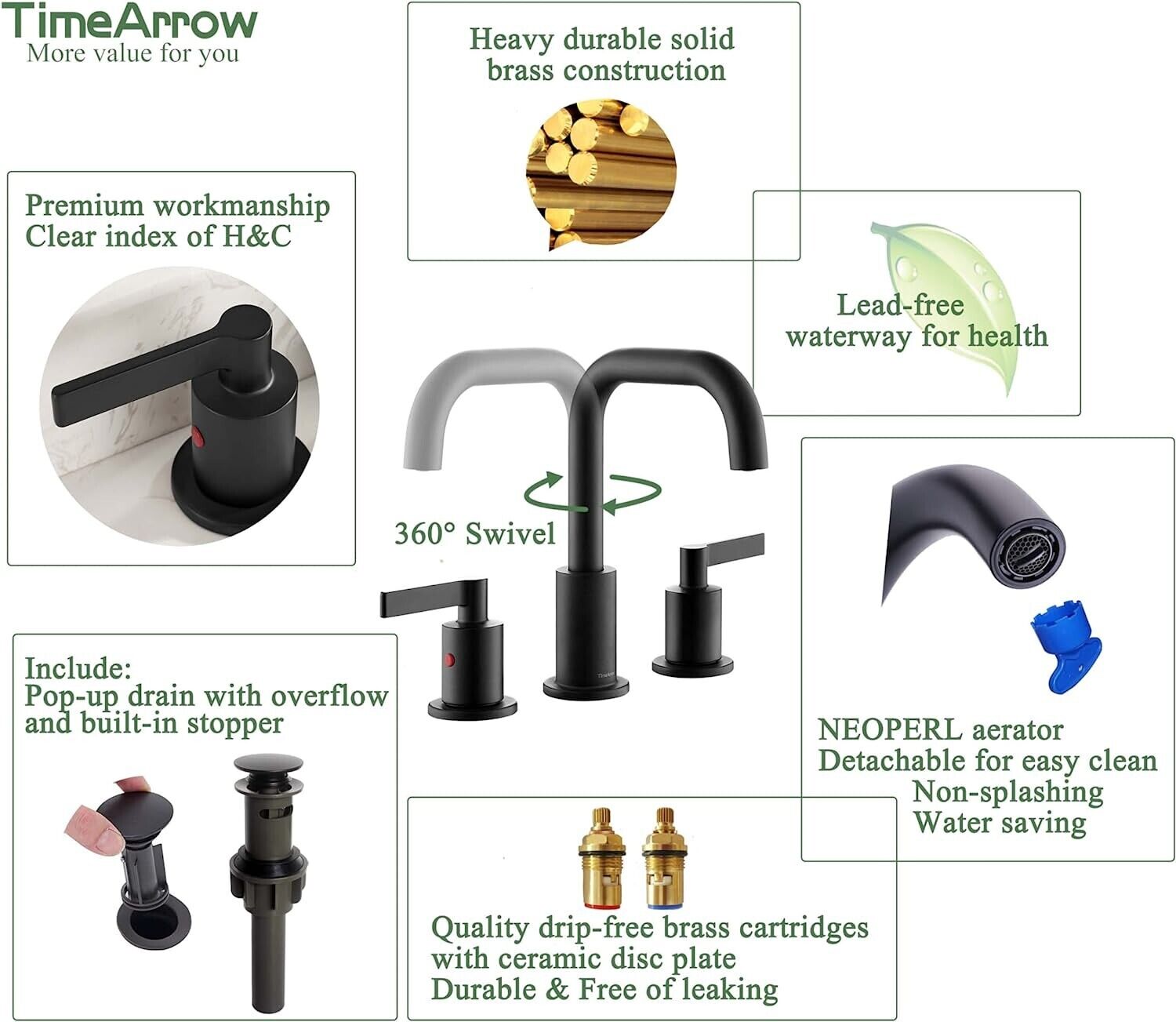 TImeArrow TAF288S-MT Black Matte Faucet Set