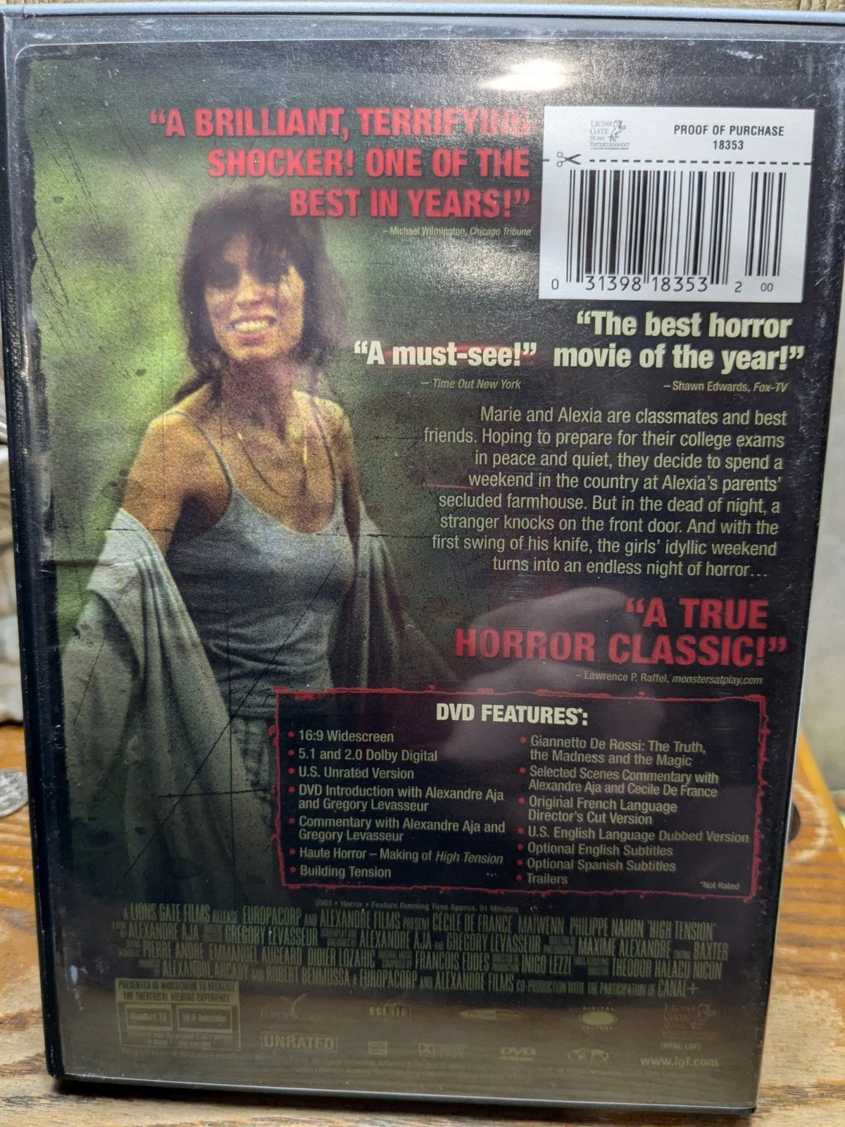 High Tension (DVD) 2003 UNRATED  Widescreen -new