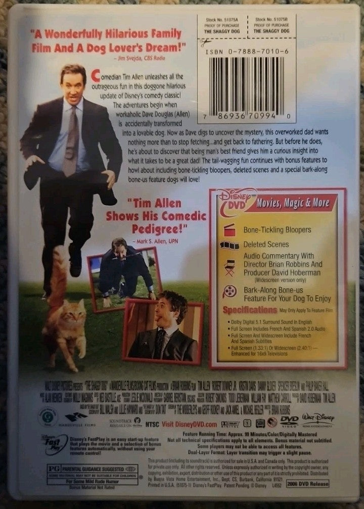 The Shaggy Dog (DVD, 2006) Tested. New Case