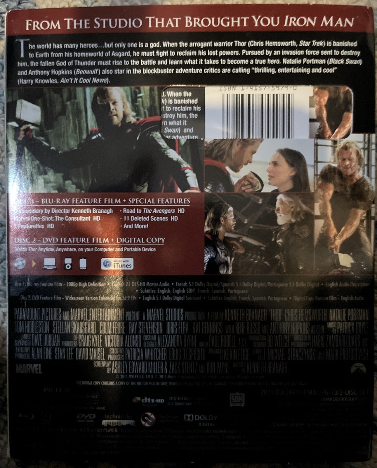 Thor (Two-Disc Blu-ray/Dvd ) (Blu-ray, 2011) New Sealed.  No Digital Download