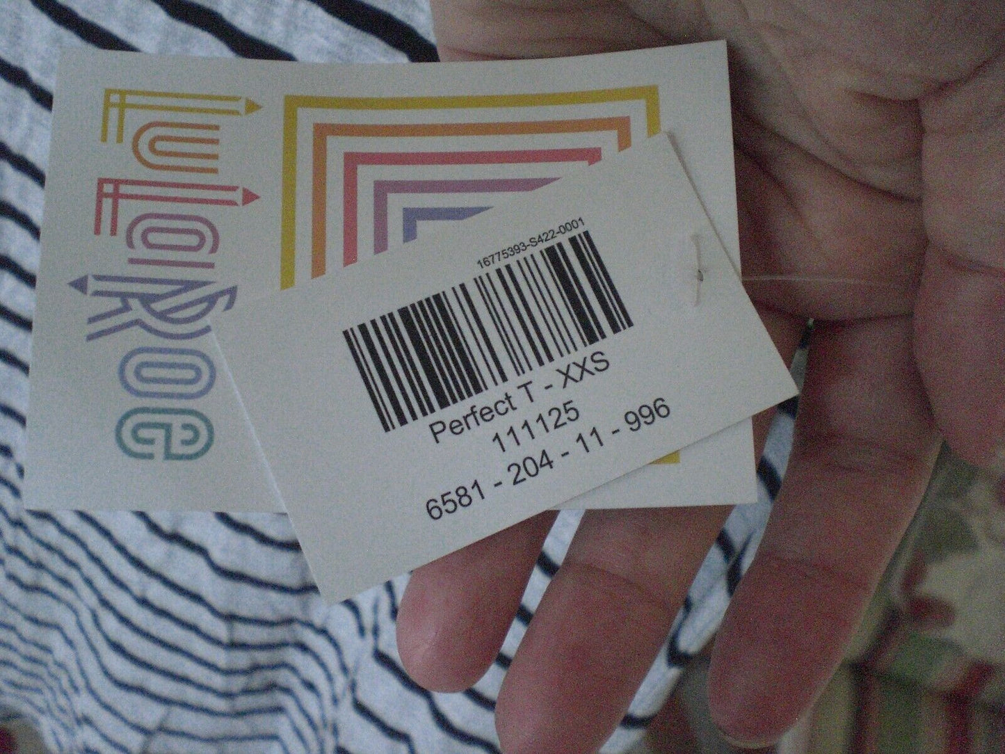 NWT LuLaRoe XXS Perfect T Shirt Top Blouse Gray with Black Stripes