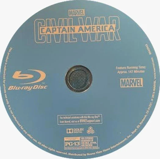 Captain America, Civil War: Chris Evans (Blu-ray, Action/Supers, Disc-Only,2016)