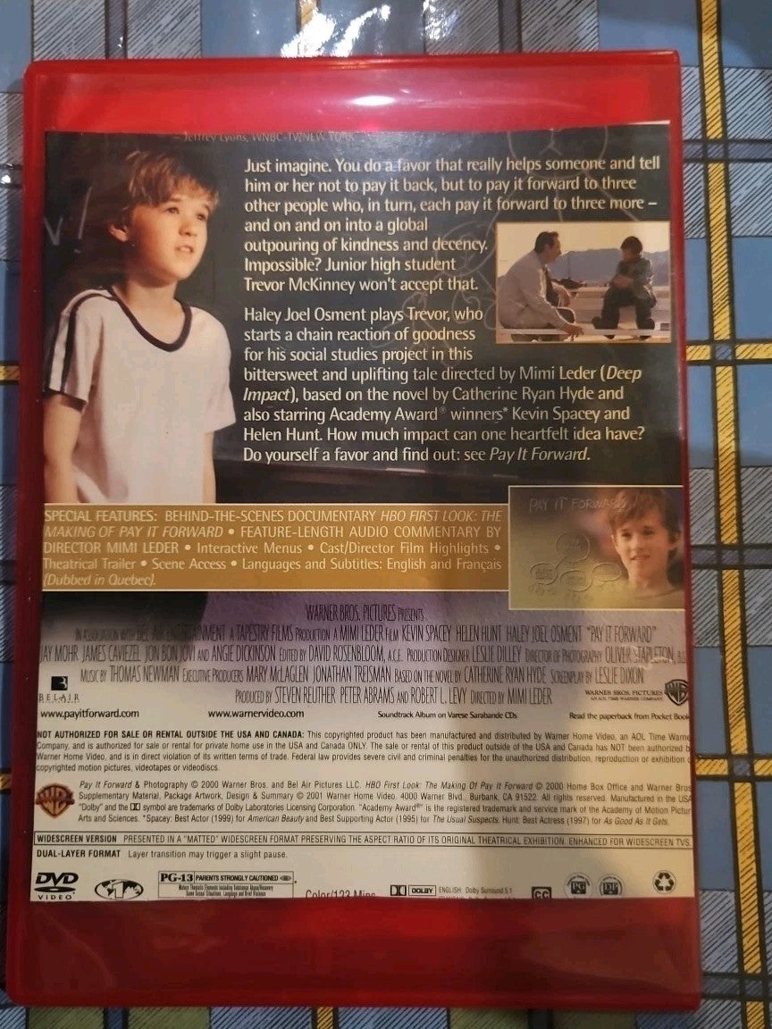 Pay It Forward (DVD, 2009) Tested slim case cropped artwork.
