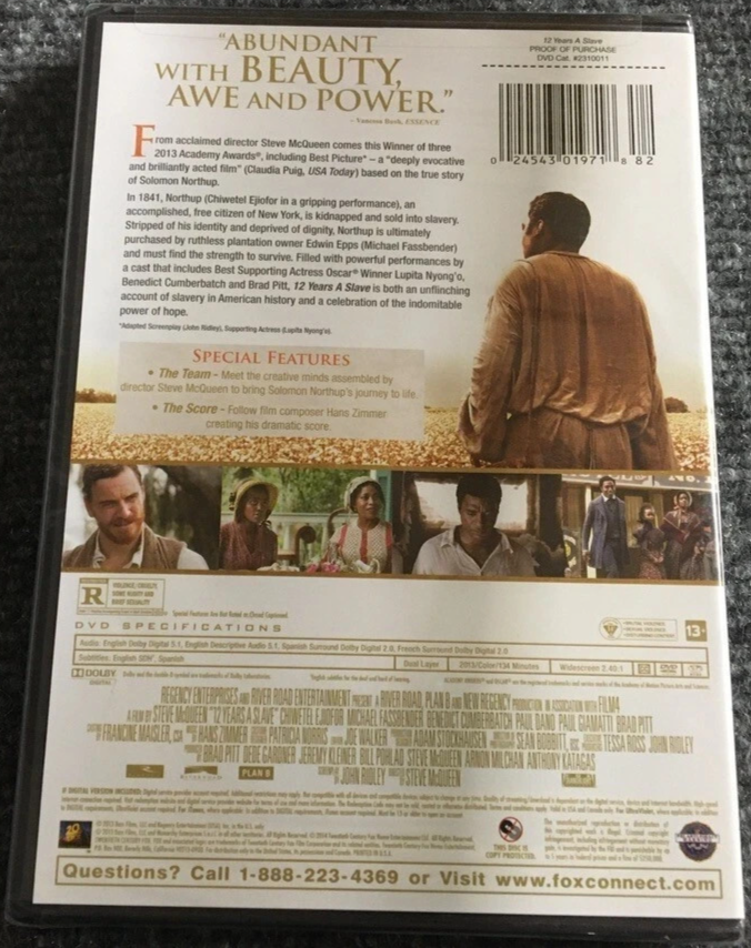 12 Years a Slave DVD  Brad Pitt              By Steve Mcqueen ￼￼ Rated R ~NEW~￼
