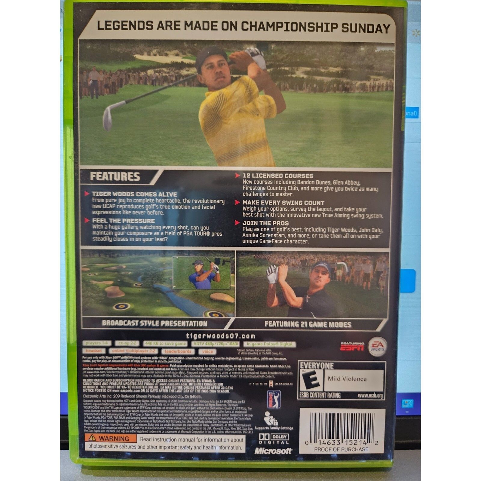 Tiger Woods PGA Tour 07 (Microsoft Xbox, 2006)