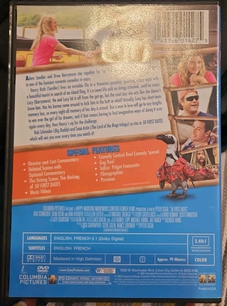 50 First Dates (DVD, 2004, Widescreen Special Edition) Tested. No Scratches