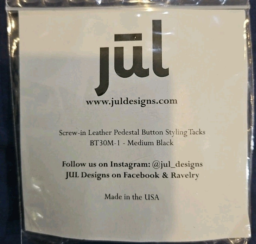 Jul BT30M-1 - Medium Black 1.5" Screw-In Leather Pedestal Button Styling Tacks