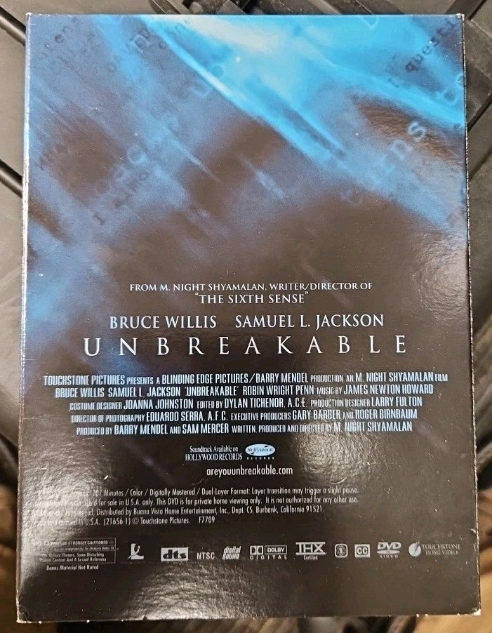 Unbreakable (DVD, 2001, 2-Disc Set, Vista Series) Tested. No Scratches