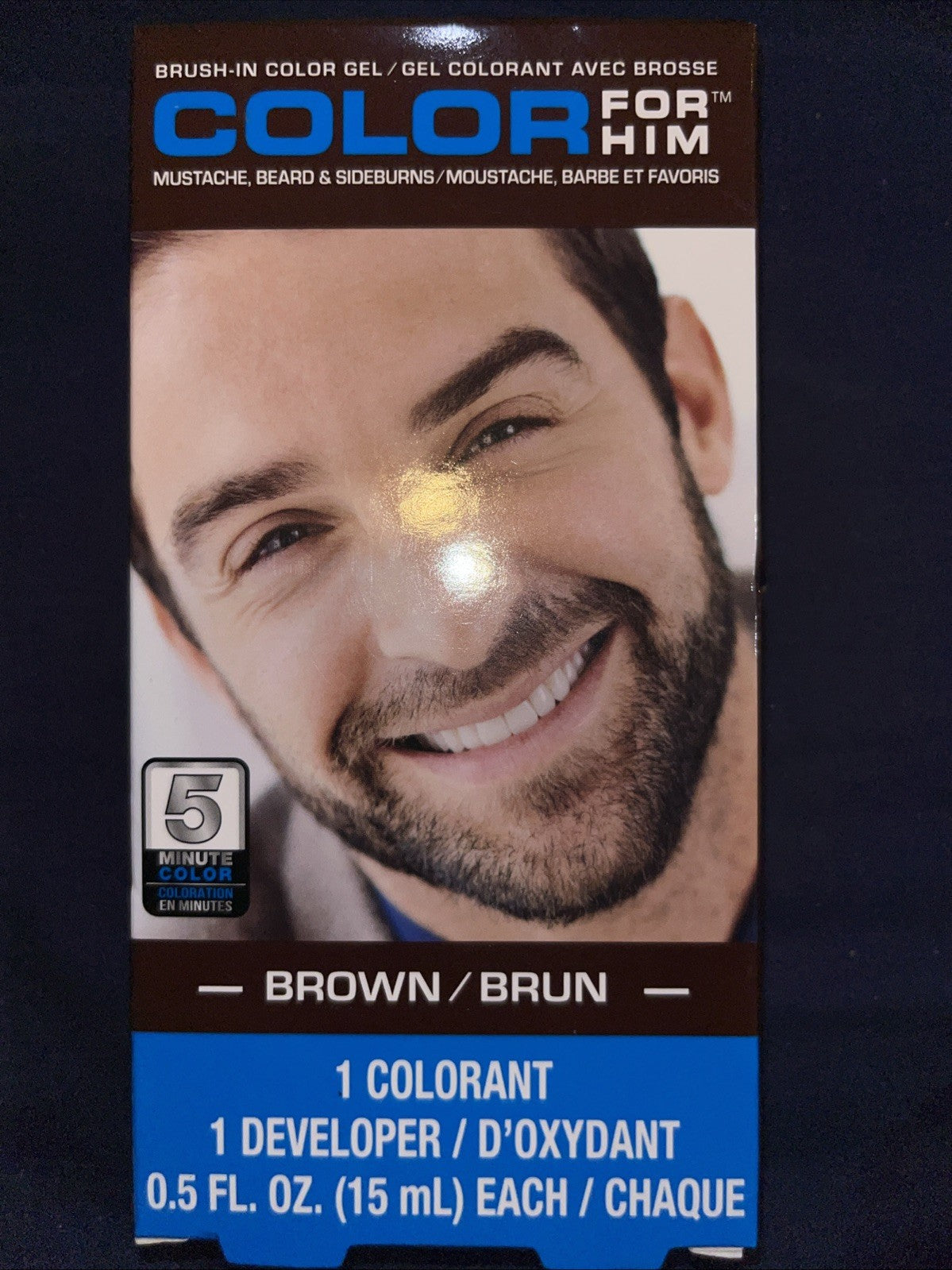 Brown For Him Mustache, Beard & Sideburns 5 Min. Brush In Color Gel
