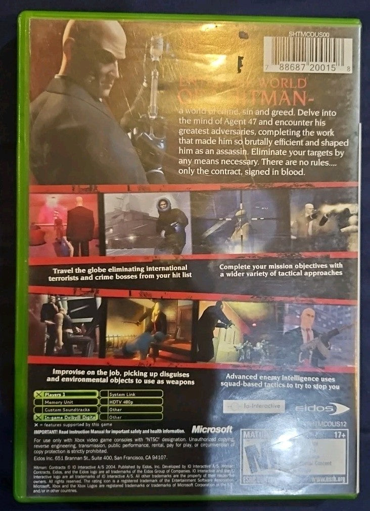 Hitman Contracts - Eidos (Microsoft Xbox, 2004) - Tested. No Scratches. New Case