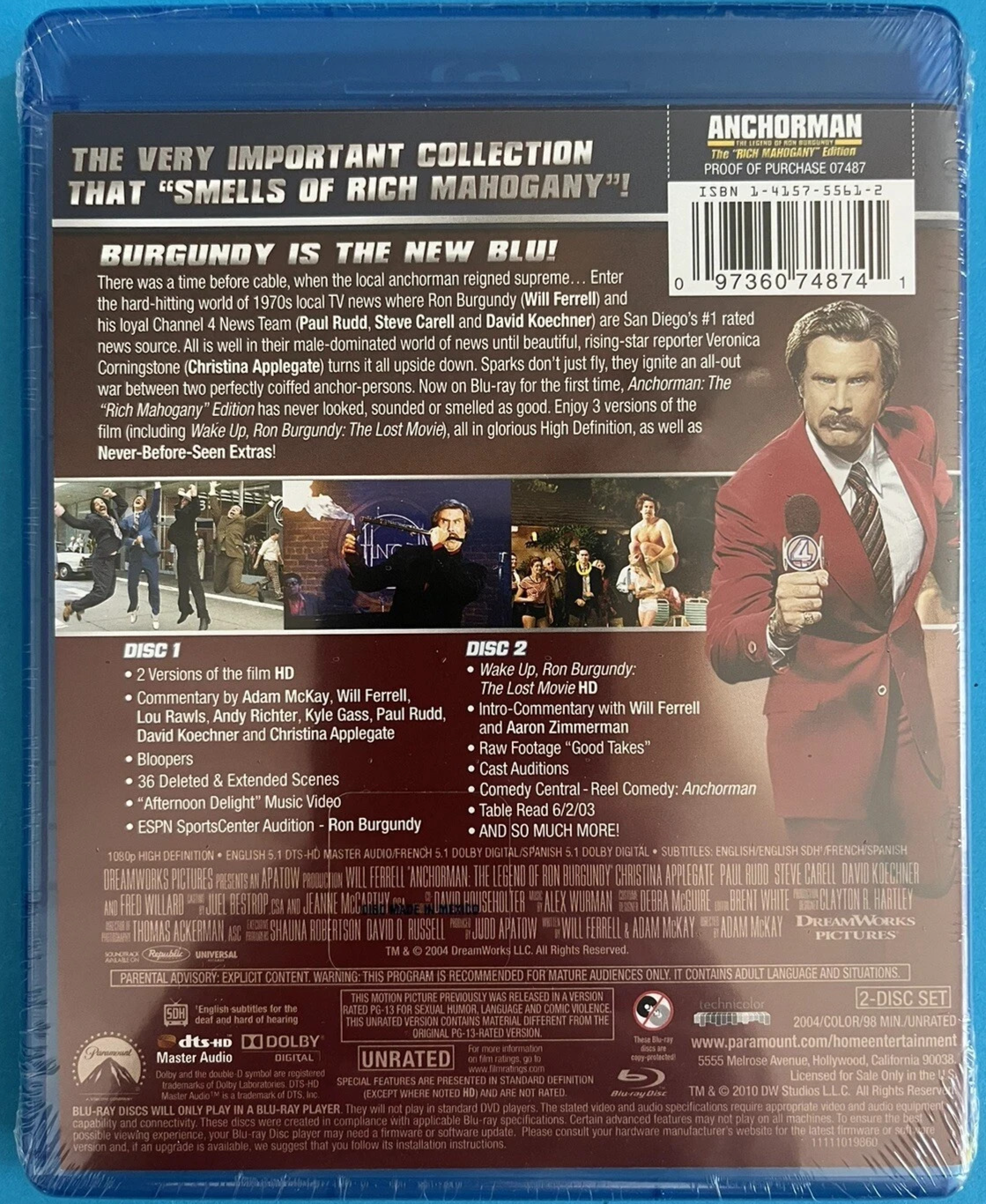 Anchorman The “Rich Mahogany” Edition BLU-RAY/DVD - new