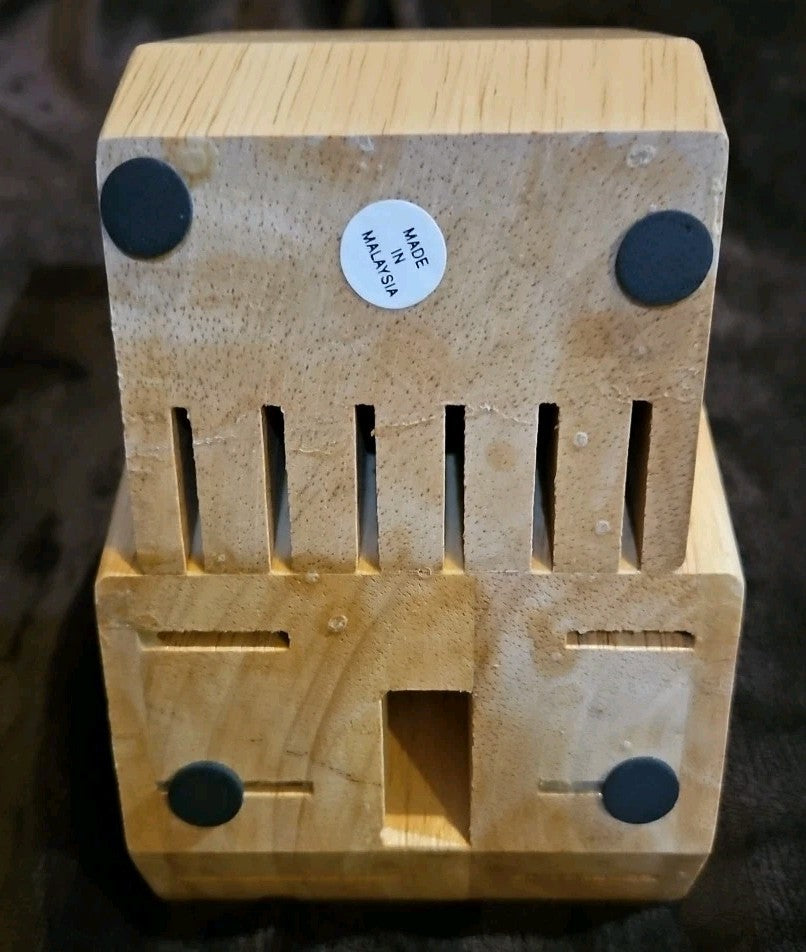 FarberWare Knife Block 13 Slot Plus Scissors Holster Wood 8" Tall